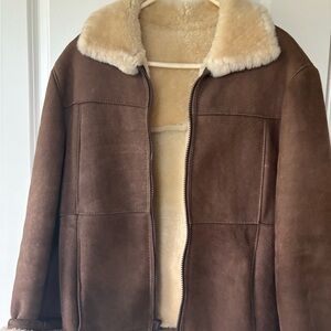 Vintage Sheepskin Leather Shearling Jacket 100% Wool lining